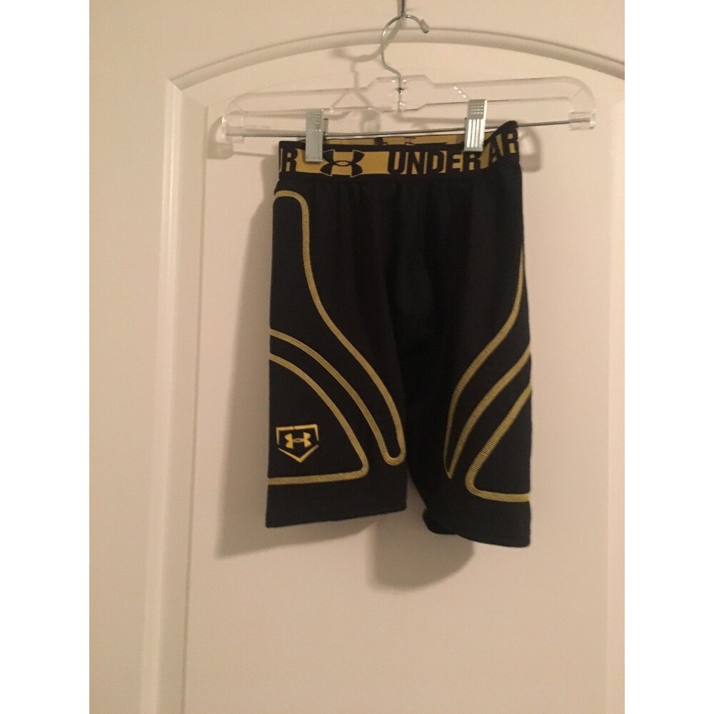 Under Armour Boys Compression Shorts Active Wear Elastic Waist Size Large Black